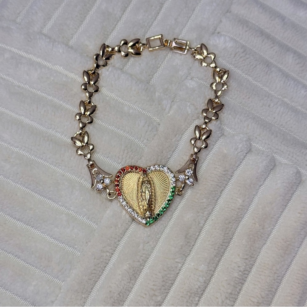 ELEGANT BRACELET VIRGIN MARY BRACELET TRICOLOR LAMINATED GOLD 18K